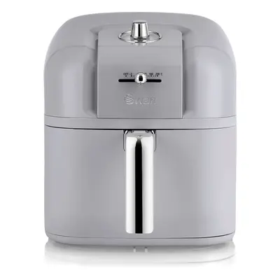 (Grey) Swan SD10510BN Retro 6L Manual Air Fryer with Rapid Air Circulation, Adjustable Temperatu