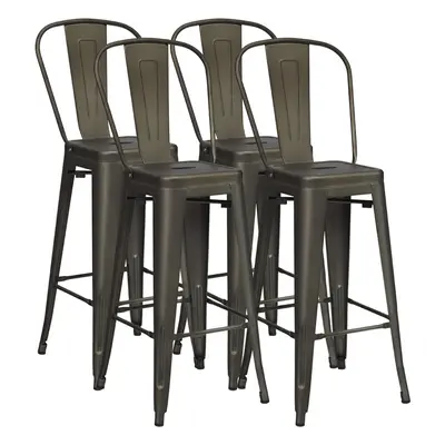 Set of Metal Bar Stools Cafe Chairs Restaurant Chairs Removable Back