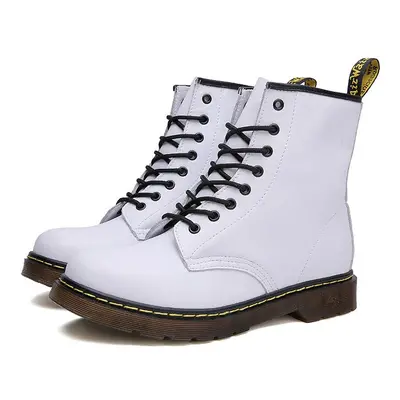 (White , UK 7=EUR 41) Women Retro Boots Classic Leather Ankle Boot Shoes For christmas Gifts