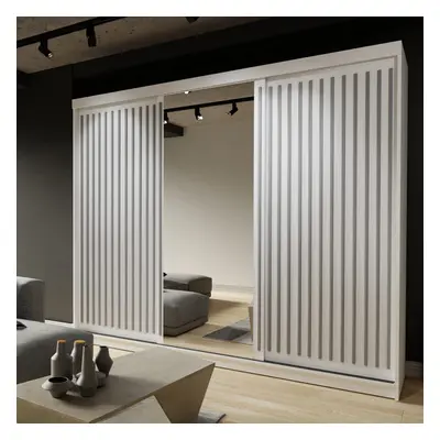 (White, 250cm ) MN FURNITURE Royal Style Sliding Door Wardrobe