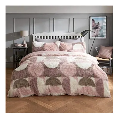 Sleepdown Curved Geo Shaggy Faux Fur Fleece Thermal Warm Cosy Super Soft Duvet Cover Quilt Beddi