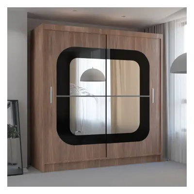 (150 cm, WALNUT) Leeds Modern Sliding Mirror Door Wardrobe