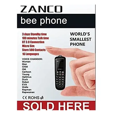 2019 Zanco Bee (B33) Phone Worlds Smallest Thinnest Mobile Voice Changers Sms Bt Music Bt Dialer