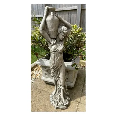 Lady With Wine Jug Stone Garden Statue | Outdoor Sculpture Ornament