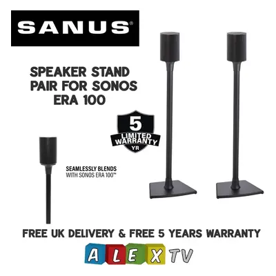 SANUS WSSE12 Black Pair Fixed Height Speaker Stands For Sonos Era