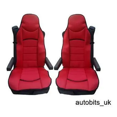 RED PREMIUM PADDED SEAT COVERS SET OF CUSHIONED FOR MERCEDES AXOR ATEGO ACTROS