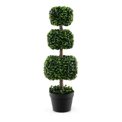 75CM Artificial Boxwood Topiary Tree Faux Triple Square Shaped Plant Plastic Pot