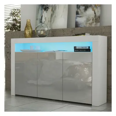 TV Unit 155cm LED Creative Furniture - White & Grey Gloss Doors