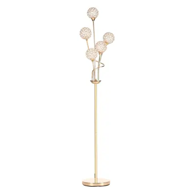 HOMCOM Modern Floor Lamp w/ K9 Crystal Shade, Light, for Living Room, Gold