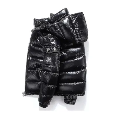 (Hooded Down Jacke Shiny Down Jacket Men&#39;s Winter Jacket Black(recommended Height 175-180cm)