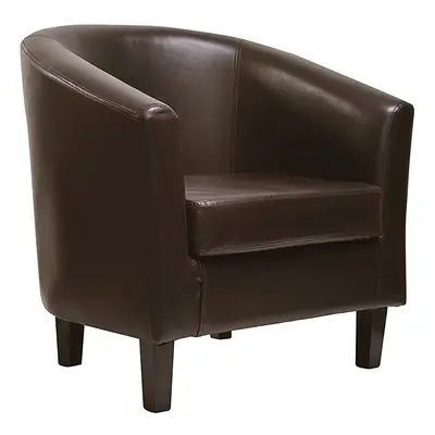 (Brown) MCC@Home Faux Leather Tub Chair Armchair club Chair for Dining Living Room & Cafe