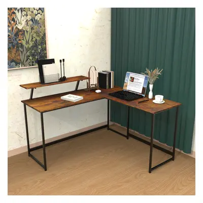 (Brown) Computer Desk with Self Corner Desk Work Table