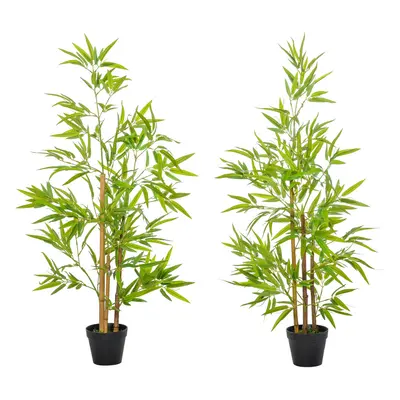 Outsunny Set of 120cm/4FT Artificial Bamboo Trees Plant w/ Pot Indoor Outdoor