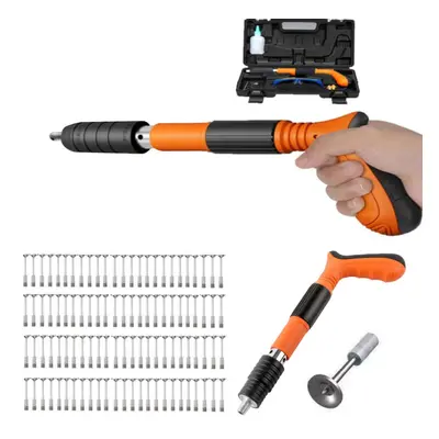 (Bare Gun+100 nails) Manual Mini Steel Nailer Tool Woodworking and Decoration Integrated Air Nai