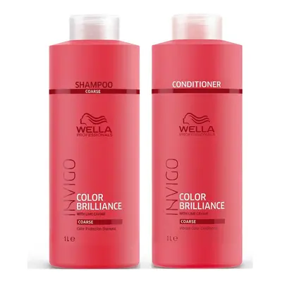 Wella INVIGO Color Brilliance Color Protection Coarse Shampoo 1000ml and Vibrant Color Condition