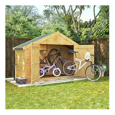 3x8 Overlap Wooden Apex Bike Log Storage Double Door Roof Felt Store Shed 3ft x 8ft