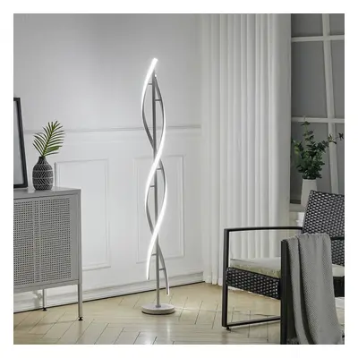 (White) Modern LED Spiral Floor Lamp Bedroom Lighting