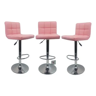 MOF Set of Pink Bar Stools Faux Leather, swivel, height adjustable N109 No Arm