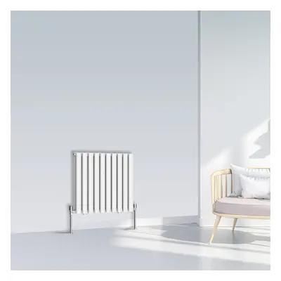 (600x590mm Double, White) NRG Oval Column Designer Radiator Horizontal Vertical Central Heating 