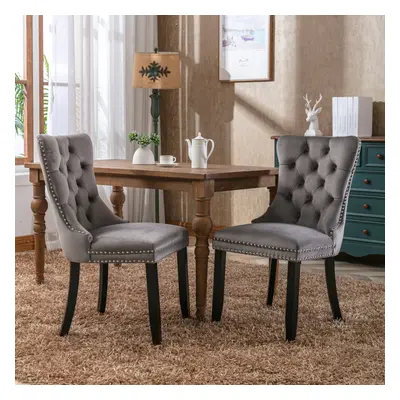 (Grey) Luxury Velvet Dining Room Kitchen Chairs Set of