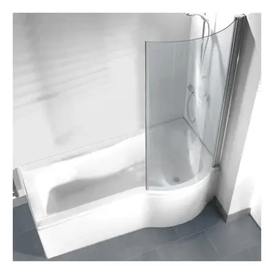 P Shape Curved Shower/Bath Screen - 6mm Glass