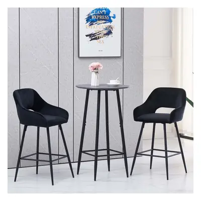 (Black, Bar Stools) 1/2 Velvet Bar Stools High Counter Breakfast Chair