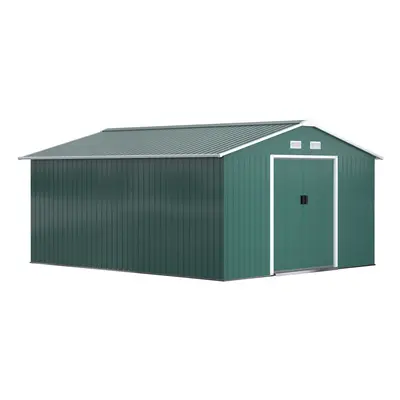 Outsunny x 11ft Garden Shed Storage with Foundation Kit and Vents, Green