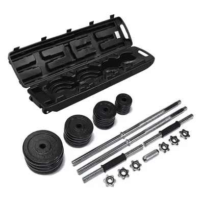 Cast Iron Barbell and Dumbbell Weight Set with Carry Case 50kg