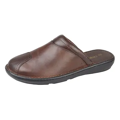 (8 UK, Brown) Roamers Mens Leather Clogs