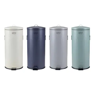 (Green) Charles Bentley 30L Retro Steel Waste Rubbish Kitchen Pedal Bin