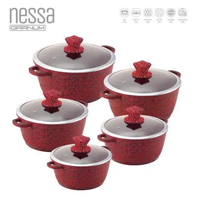 (Jhansi - Red) SQ Professional Nessa pc Non-Stick Stockpot Set