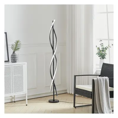 (Black) Modern LED Spiral Floor Lamp Bedroom Lighting