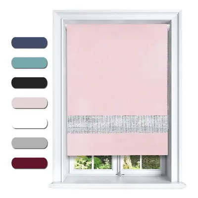 (120 cm Width x cm Drop, Pink) Lister Cartwright Diamante Blackout Roller Blinds For Windows