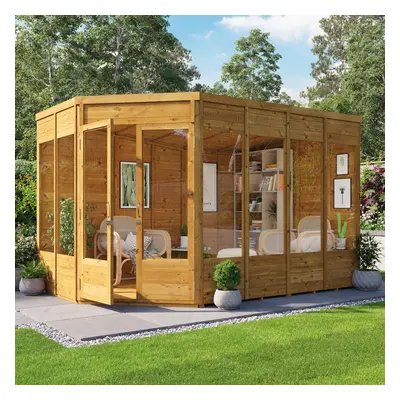 (11x7 - Doors on Left) Renna Tongue and Groove Corner Summerhouse