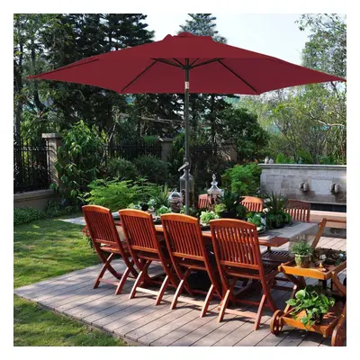 2.7m Round Garden Parasol Outdoor Patio Sun Shade Umbrella with Tilt Crank UV protection - Wine 