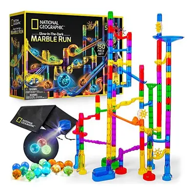 National Geographic Glowing Marble Run Ã¢ Piece Construction Set with Glow in the Dark Glass Mar