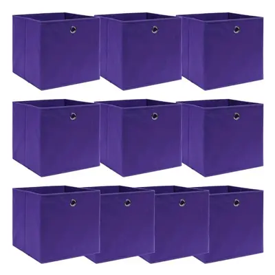 vidaXL 10x Storage Boxes Purple Fabric Foldable Garden Chests Cases Organisers