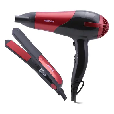 Geepas Hair Dryer and Hair Straightener Set Ceramic Plates Cool Shot