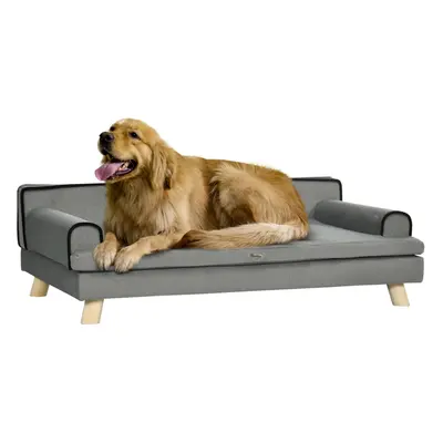 PawHut Dog Sofa w/ Legs, Water-Resistant Fabric for Large, Medium Dogs - Grey