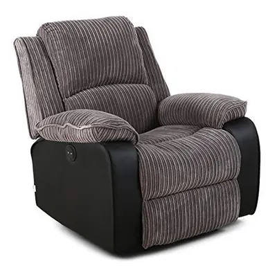 (Grey) Postana Jumbo Cord Fabric Power Recliner Armchair Electric Sofa Reclining Chair