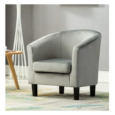 (Grey) MCCÂ® Velvet Fabric Tub Chair Armchair Club Chair for Dining Living Room & Cafe