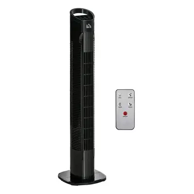 HOMCOM LED Tower Fan with Oscillation Speed Mode LED Panel Remote Black