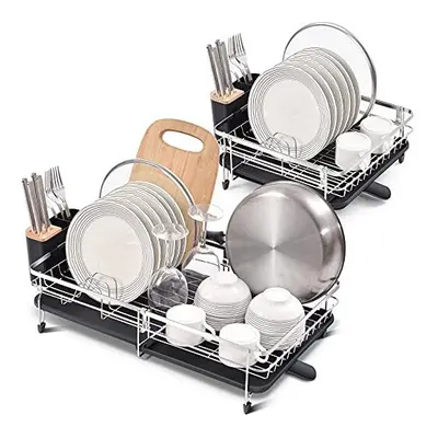 Kingrack Expandable Dish Drainer Rack,Adjustable Stainless Steel Dish Rack,Foldable Dish Drying 