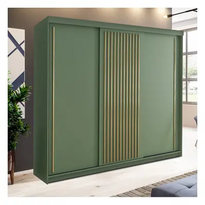 (250cm) Indiana Green Sliding Double Door Wardrobe