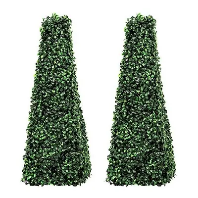 Woodside Topiary Obelisk Leaf Effect, Green 2ft/65cm Indoor/Outdoor Replica Decoration (pack of 