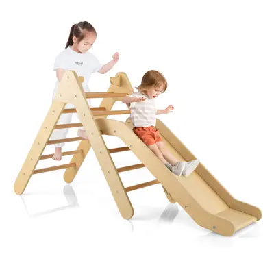 2-in-1 Triangle Climbing Set Wooden Triangle Climber Kids Climbing Toy