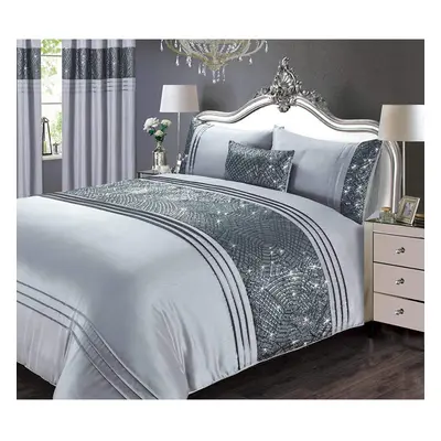 CHARLESTON Glitter Sequins Duvet Cover Set Bedding Range Grey Double