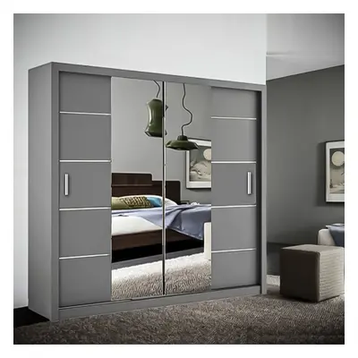 (Grey, cm) MN FURNITURE Bristol Sliding Mirror Door Wardrobe