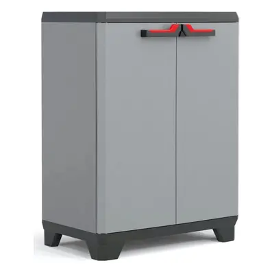 Keter Low Storage Cabinet Grey and Black cm Tool Cupboard Home Organiser