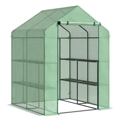 Outsunny Walk in Garden Greenhouse Outdoor Grow House w/ Shelves, 143x138x190cm